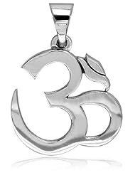 Large Classic Yoga Ohm, Om, Aum Charm, 19mm x 19mm in Sterling Silver