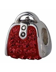 Silverado Silver CZ Handbag Bling Red Bead Charm BM020-6