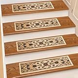 Border Floral Stair Tread - Set of 4 - Beige - Improvements