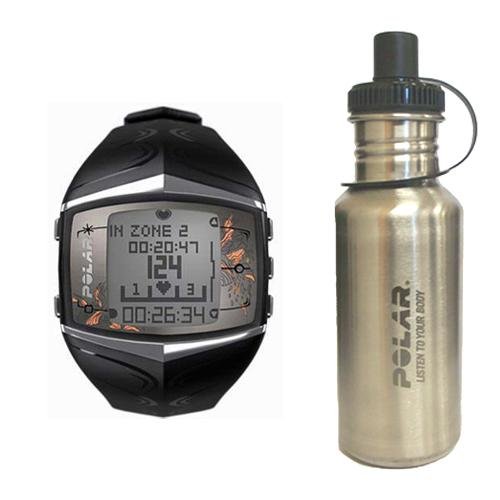 Polar 99039472 FT60 Heart Rate Monitor Female Black with Stainless Steel Water Bottle