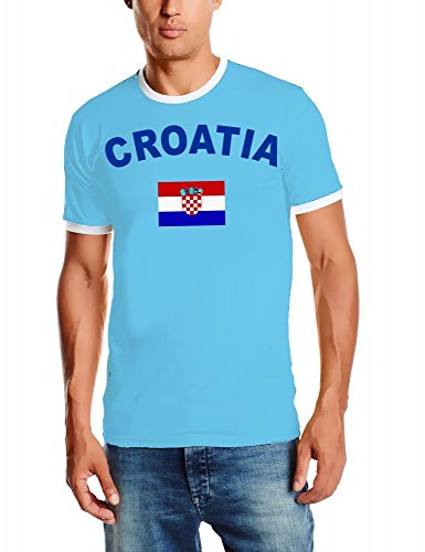 EM 2016 Kroatien Fußball T-SHIRT TRIKOT mit Deinem NAMEN + NUMMER ! HERI Ringer Sky Gr.M