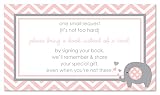 48 Pink Elephant Bring a Book Baby Shower Card