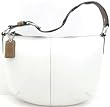 COACH SOHO Pebbled Leather Medium Hobo in White / Saddle