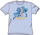 Batman RUNNING RETRO Light Blue Kids Youth T-shirt Tee Shirt