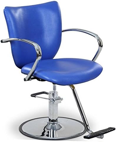 Styling Chair with Chrome Arm &amp; Round Base/ Blue &amp; Red/ Hair Salon Furniture (Blue)