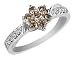 Chocolate and White Diamond 1/2 Carat (ctw) Ice Flower Ring in 14K White Gold