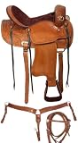 16 Comfortable Western Tan Hornless Trail Endurance Horse Saddle