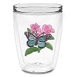 Butterfly w/Pink Flowers 16 oz Insulated Beverage Tumbler, Clear