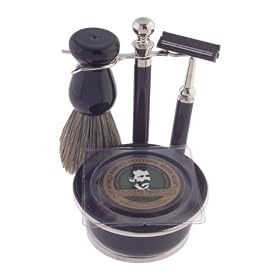 5pc Colonel CONK black chrome SHAVING Razor Stand SET #243