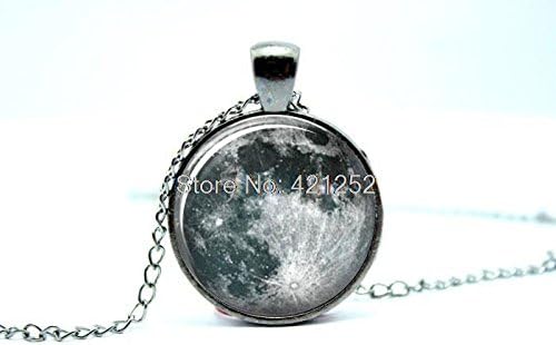 Pretty Lee 2015 Fashion Full Moon Necklace : Pendant. Charms. Picture Pendant. Photo Pendant. Space. Universe. Gunmetal Jewelry Christmas gift
