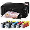 Canon PIXMA MG5150 Multifunktionsger�t (Drucker, Scanner, Kopierer) mit 5 kompatiblen Patronen + USB-Kabel + 100x 10x15 Fotopapier (Originalpatronen nicht im Lieferumfang)