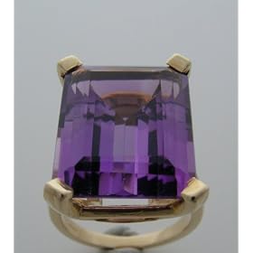 Big Estate Amethyst Set On A 14k Yellow Gold Ring by 