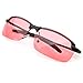 PenSee Day Night Vision Anti-glare Pink Lens Driving Metal Frame Polarized Sunglasses (Black Frame)