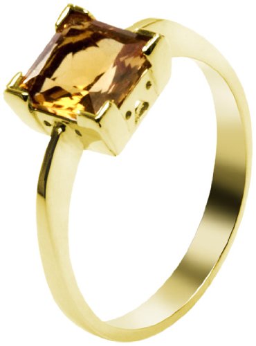 Laruna Damen-Ring 750 Gelbgold Citrin 7 x 7 mm in Gr. 57 Preisvergleich