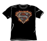 Superman - Iron Fire Shield - Youth Black S/S T-Shirt For Boys