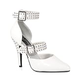 41OzaGdrCwL. SL160  5 Inch Sexy Evening Shoe Womens High Heel Shoe Dual Strap DOrsay Pump Shoes With Studs White Patent CLEARANCE