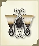 IMAGE OF Quorum 5526-2-44 Summerset 2 Light Wall Bracket, Toasted Sienna Finish w/Antique Amber Scavo Glass