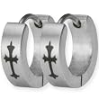 Stainless Steel Cross Huggie Hoop Earrings