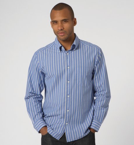 Big & Tall Blue Harbour Long Sleeve Washed Stripe Shirt