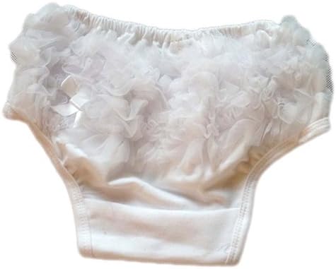 MKPLY Sweet Baby Lace Ruffled Ruffle Bloomer Girl Panties Nappy Diaper Cover Pettiskirt 6-24 Month (White)