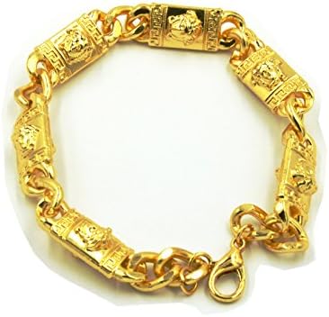 Triumph®(Fullfilled and Shipped By Amazon) Men's 18K Gold Plated Medusa PU Leather Bracelet