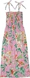 Smocked Sundress - Summer Flourish Spaghetti Strap Hawaiian Aloha Elastic Tube Top Sun Dress - Regular Size