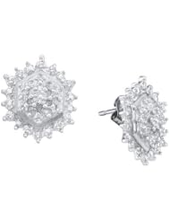 10KT White Gold 0.10 CTW Diamond Cluster Earrings