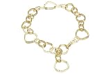 14K Yellow Gold Matte-Finish Hand-Crafted Free-Form Open Link Lariet Necklace, Enhanced with Burnish Set Diamonds.