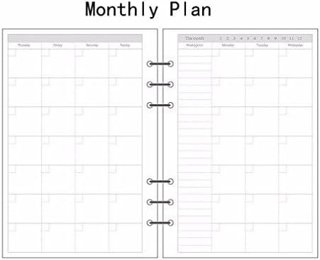 A5/A6/A7 Monthly Planner Diary Insert Refill Schedule Organiser Plan 45 Sheets Size:A6