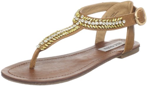 Steve Madden Womens Guesst T-Strap Sandal,Cognac leather,6 M US