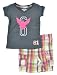 Company 81 Infant Girls 2Pc Charcoal Top & Plaid Bermuda Set