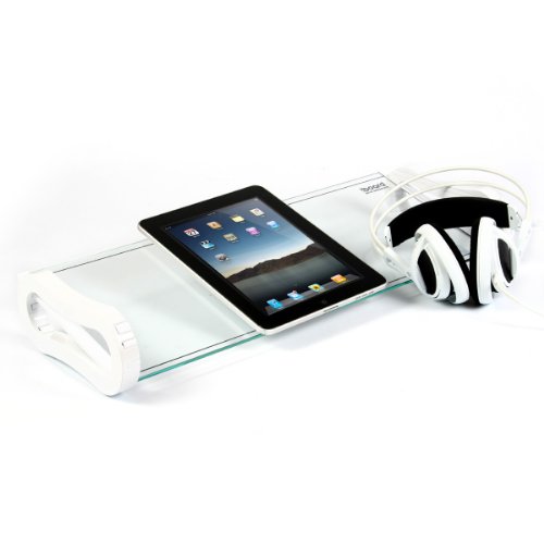 Placewiz - iRoo iBoard - justierbares Schreibtischregal aus Glas mit USB-Hub