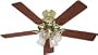 Hunter Fans 25579 52" Studio Series Traditional Indoor Bright Brass Ceiling Fan w/ Light & Blades