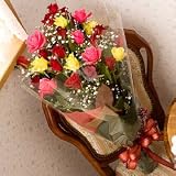 翌日配達お花屋さん とっても綺麗なミックスバラの花束!プリンセスローズ 【送料無料】正午までのご注文は翌日配達【配達日指定不可】