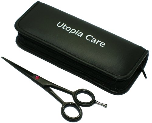 Black Professional Barber Razor Edge Hair Cutting Shears / Scissors with adjustable tension and finger inserts