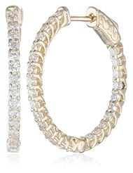 14kt Yellow Gold Diamond Inside and Outside Lucida Set Hoops, 1.5 Cttw (H-I Color, SI2-I1Clarity)
