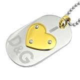 D&G ディーアンドジー プレートデザイン ネックレス I ラブ D&G ディーアンドジー ディーアンドジー ハート シルバー×ゴールド DJ0636の画像