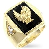 Mens Ring - Eagle Design Gold & Enamel Finish Mens Ring