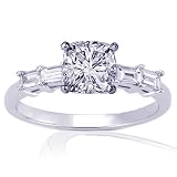 0.90 Ct Cushion Cut Petite Diamond Engagement Ring Set CUT:VERY GOOD 14K VS1 GIA WHITE GOLD