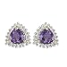 14K Yellow Gold 1/4 ct. Diamond and 6 x 6 MM Trillion Cut Amethyst Earrings