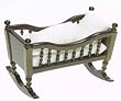 Dollhouse Miniature Heidi Ott Walnut Rocking Cradle and Bedding