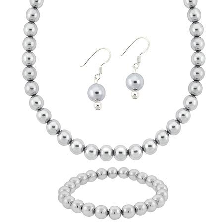 Sterling Silver Gray Pearl Cats Eye Jewelry Set
