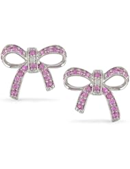 10k White Gold Pink Sapphire and Diamond Earrings