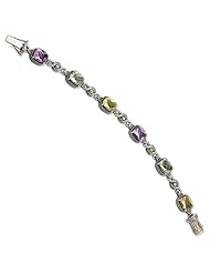 Sterling Silver w/14k Gold 13.20Multi Gemstone 7.25in Bracelet