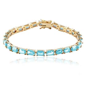 18k Yellow Gold Overlay Sterling Silver Blue Topaz Bracelet, 7.25 by Amazon.com Collection