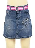 Sparkle Denim Skirt w/ Inset Buckles and Adjustable Waistband