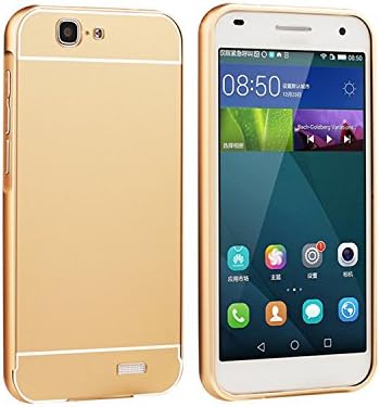 Huawei Ascend G7 Case, Nicelin Aluminum Metal Frame and Acrylic Plastics Cover 2 in 1 Case for Huawei Ascend G7 - NOT FOR Huawei Ascend G7 Plus (Gold)