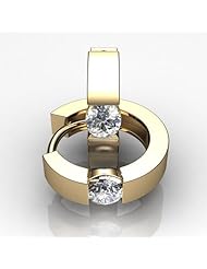 14KT Yellow Gold Exquisite Solitaire Diamond Hoop Earrings containing Two Channel Round Brilliant Cut Diamonds Total. 1/2 CTW