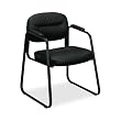 Guest Chair, 22-1/4"x23"x32", Black Frame/Black Leather