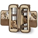 Picnic Time Caffeccino Deluxe Hot Beverage Pack w/ Service For 2 w/ Vacuum Flask, Etc. (Caffh Print)